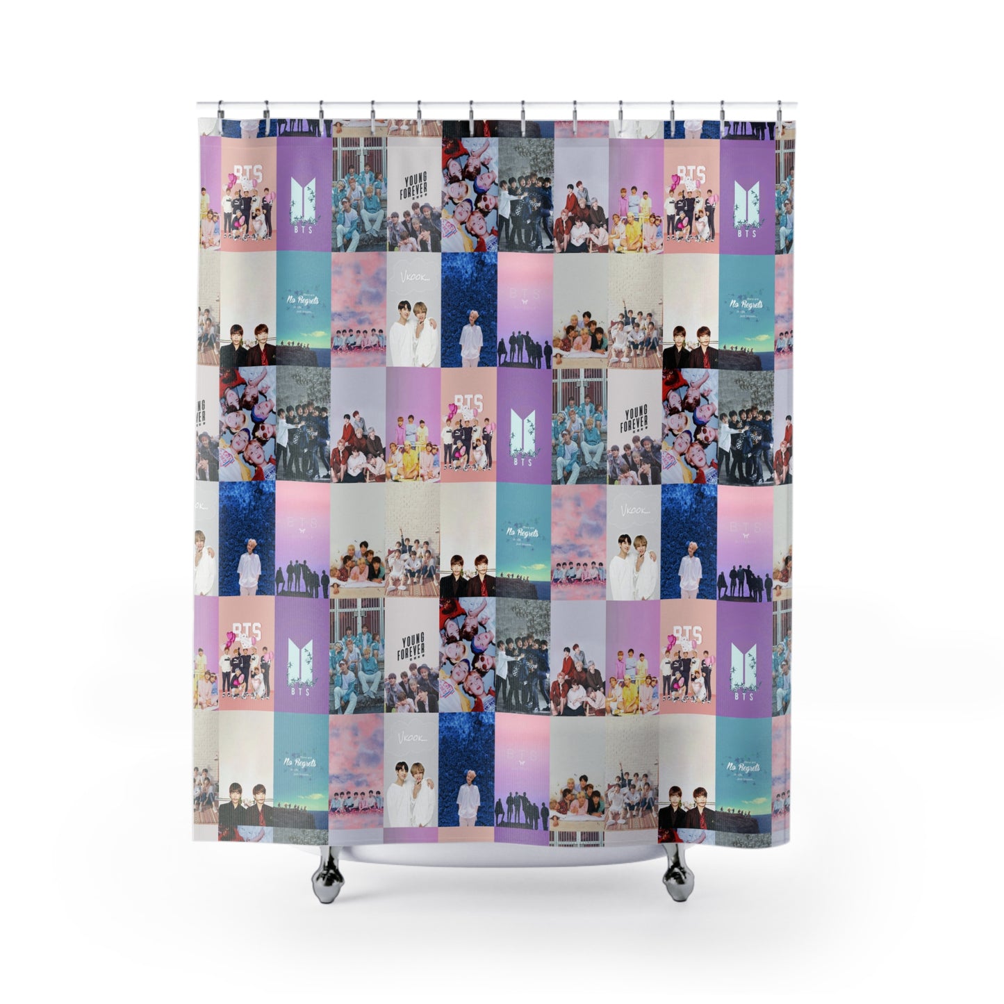 BTS Pastel Aesthetic Collage Shower Curtains