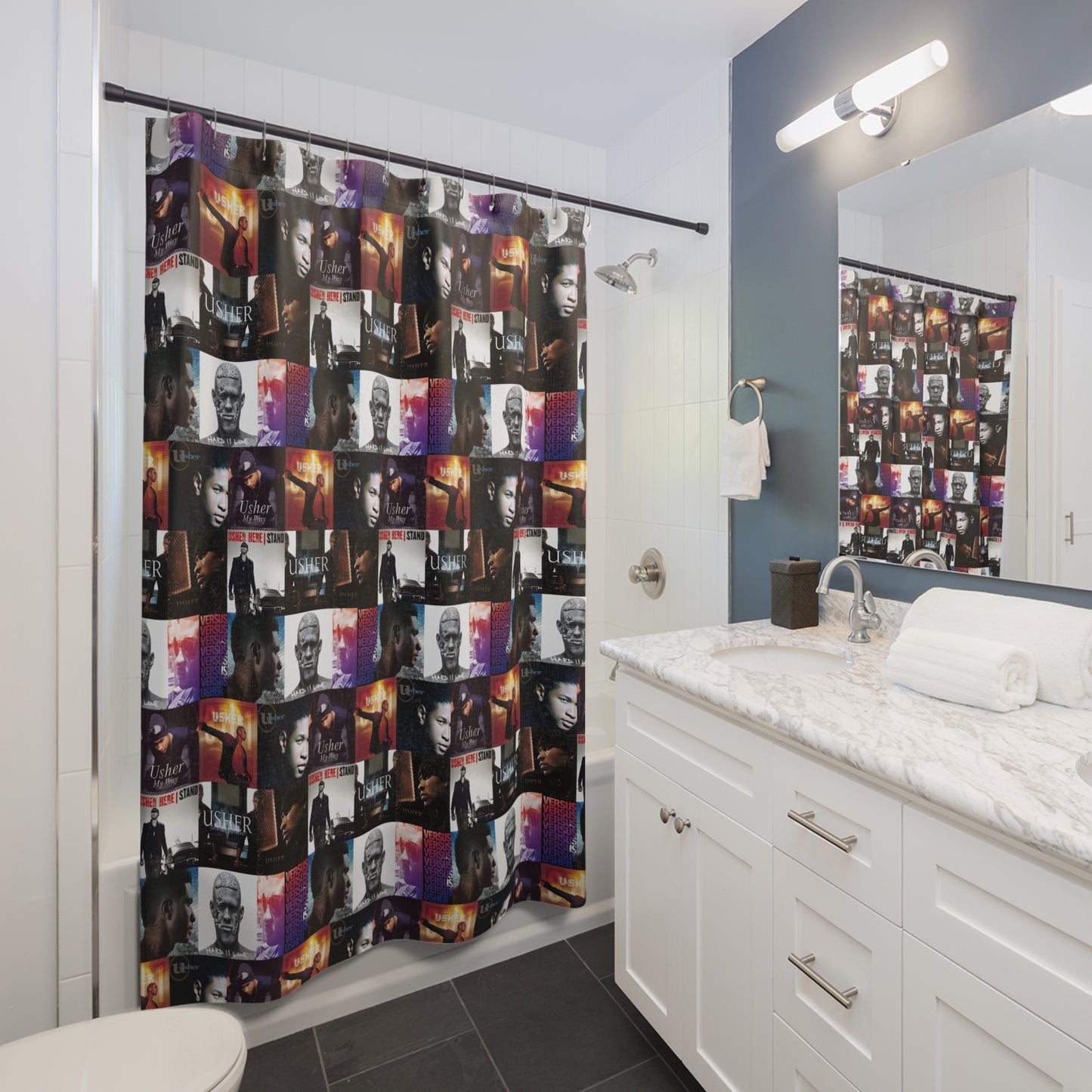 Usher Album Cover Art Mosaic Shower Curtain
