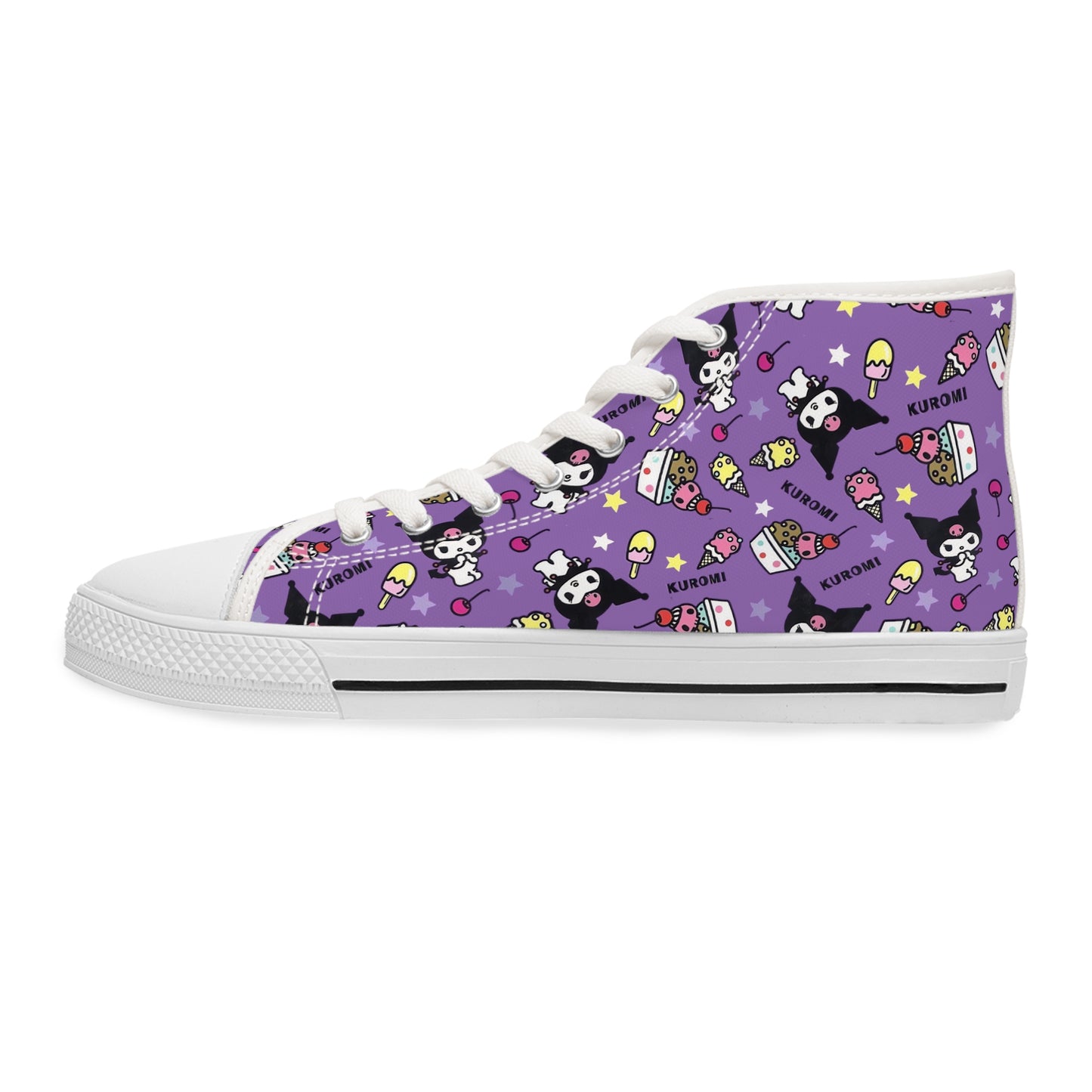 Kuromi Ice Cream Sundae Pattern Women's High Top Sneakers