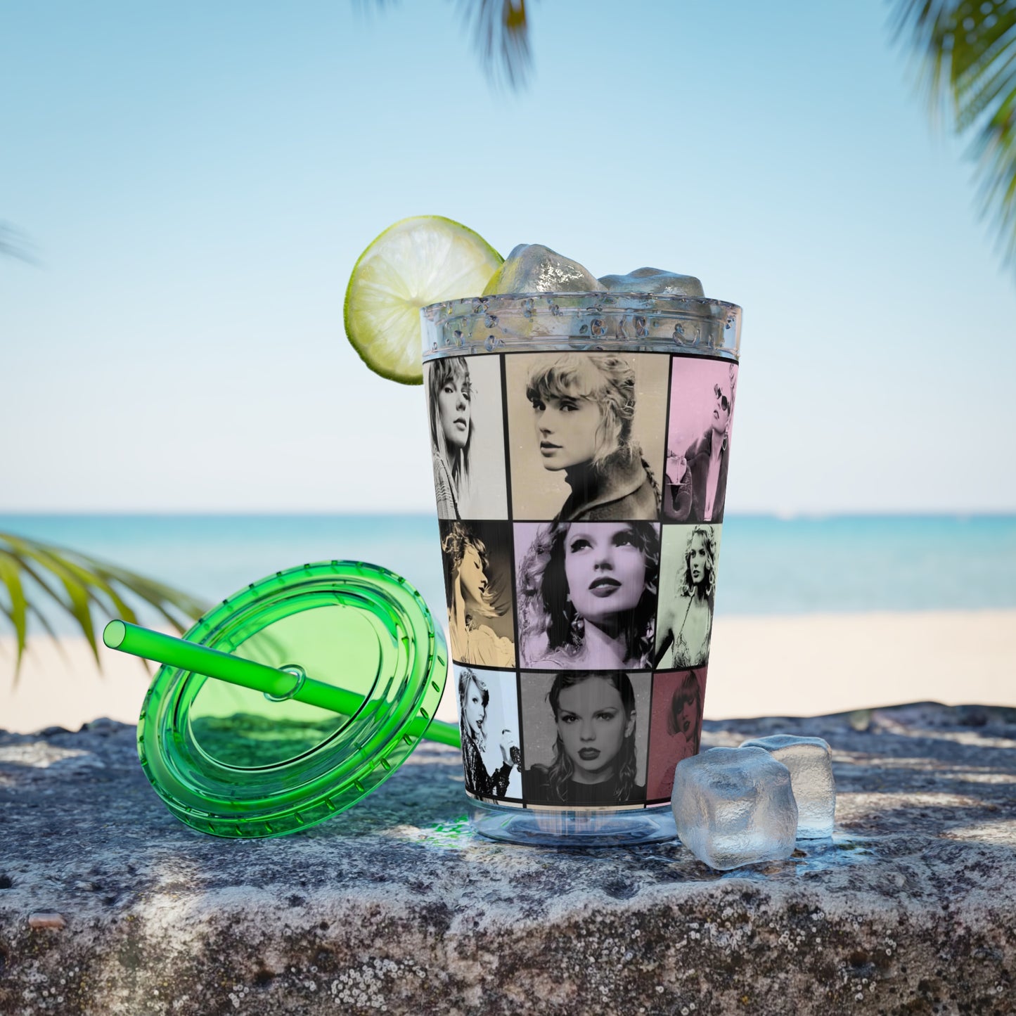 Taylor Swift Eras Collage Sunsplash Tumbler with Straw