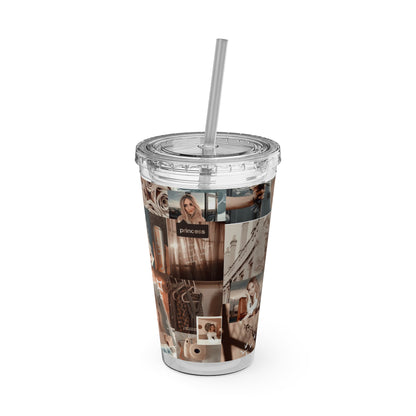 Sabrina Carpenter Peachy Princess Collage Sunsplash Tumbler with Straw