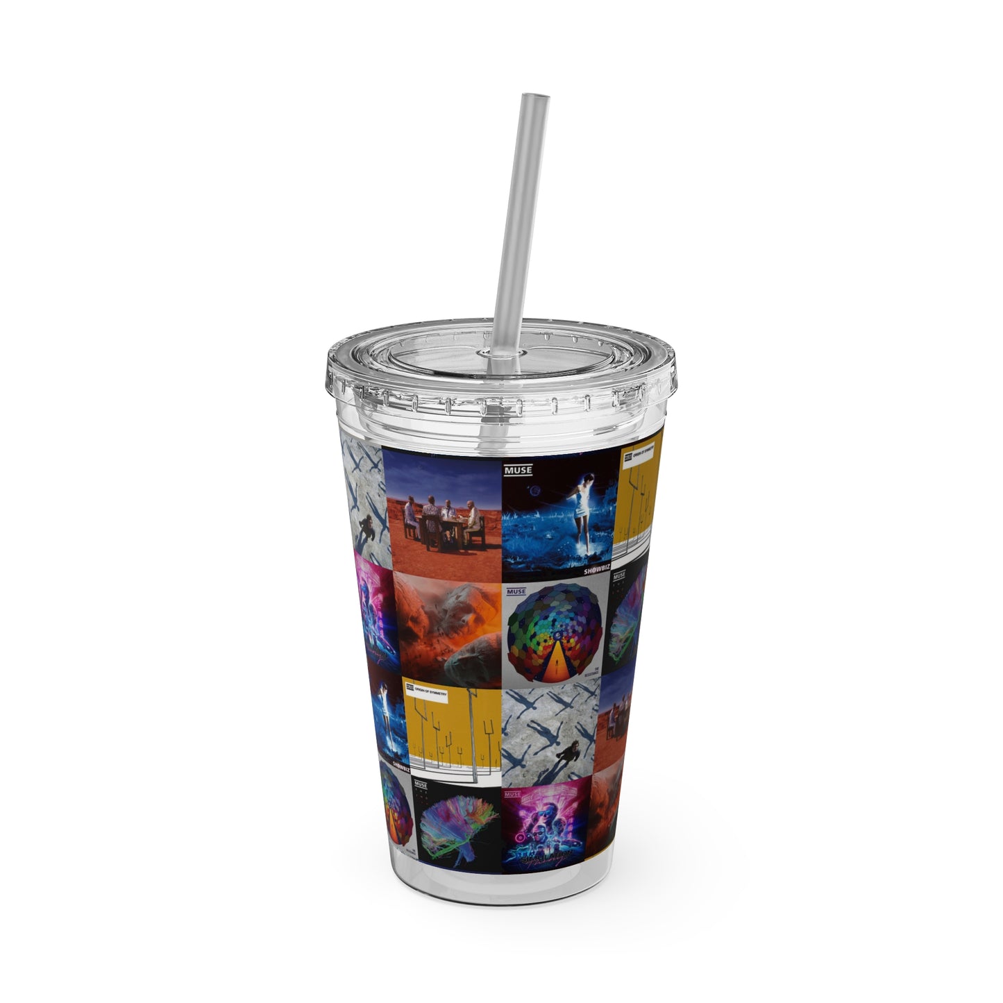 Muse Album Cover Collage Sunsplash Tumbler with Straw