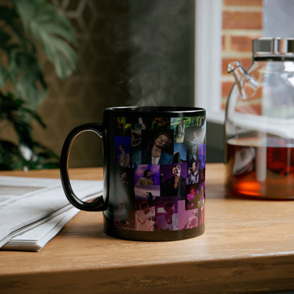 Harry Styles Rainbow Photo Collage Black Ceramic Mug