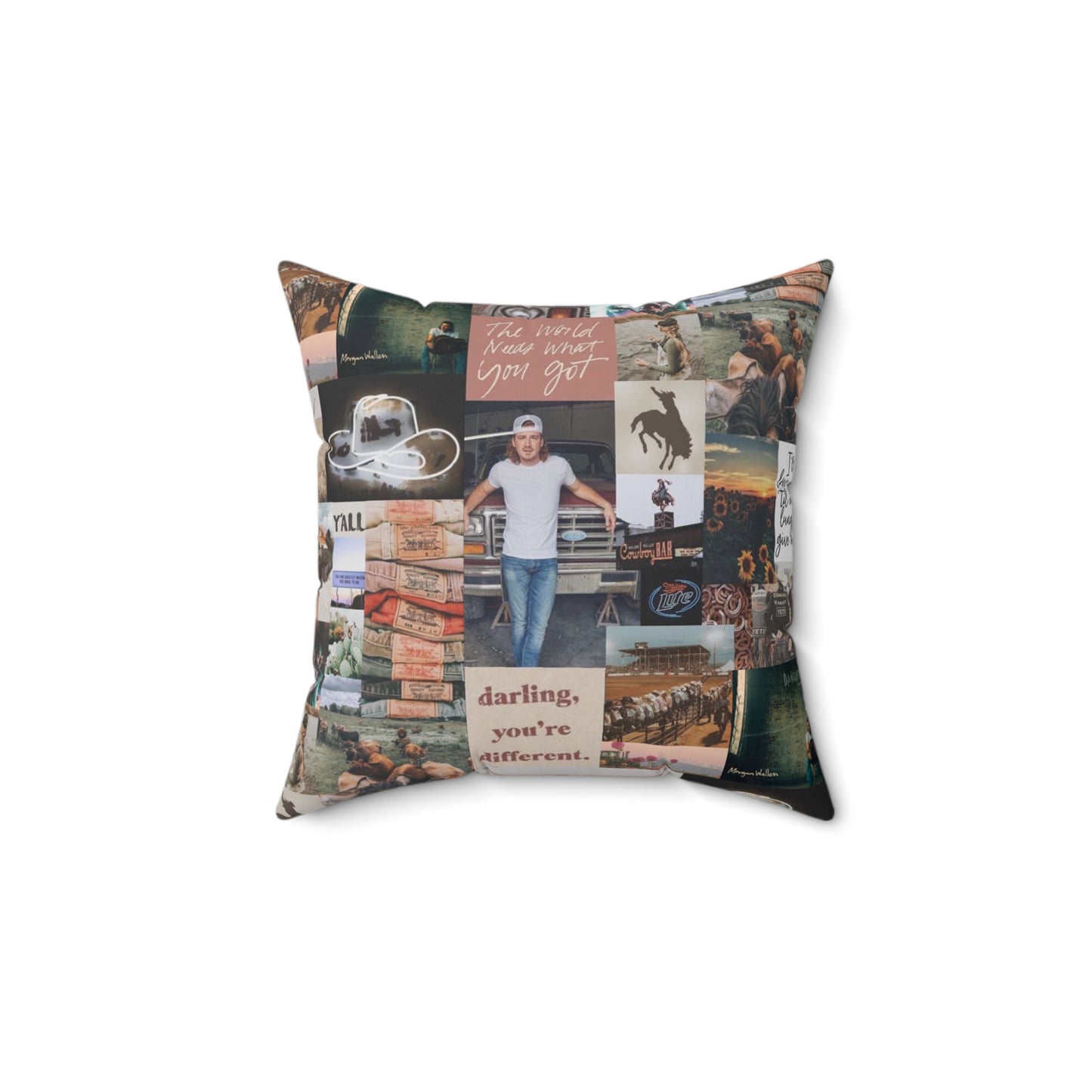 Morgan Wallen Darling You're Different Collage Spun Polyester Square Pillow