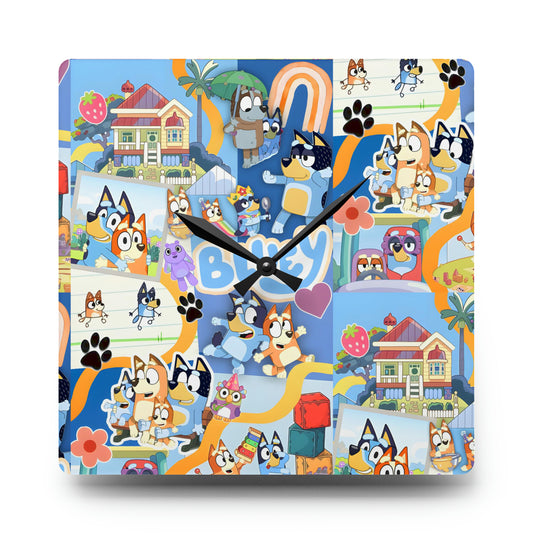 Bluey Playtime Collage Acrylic Wall Clock