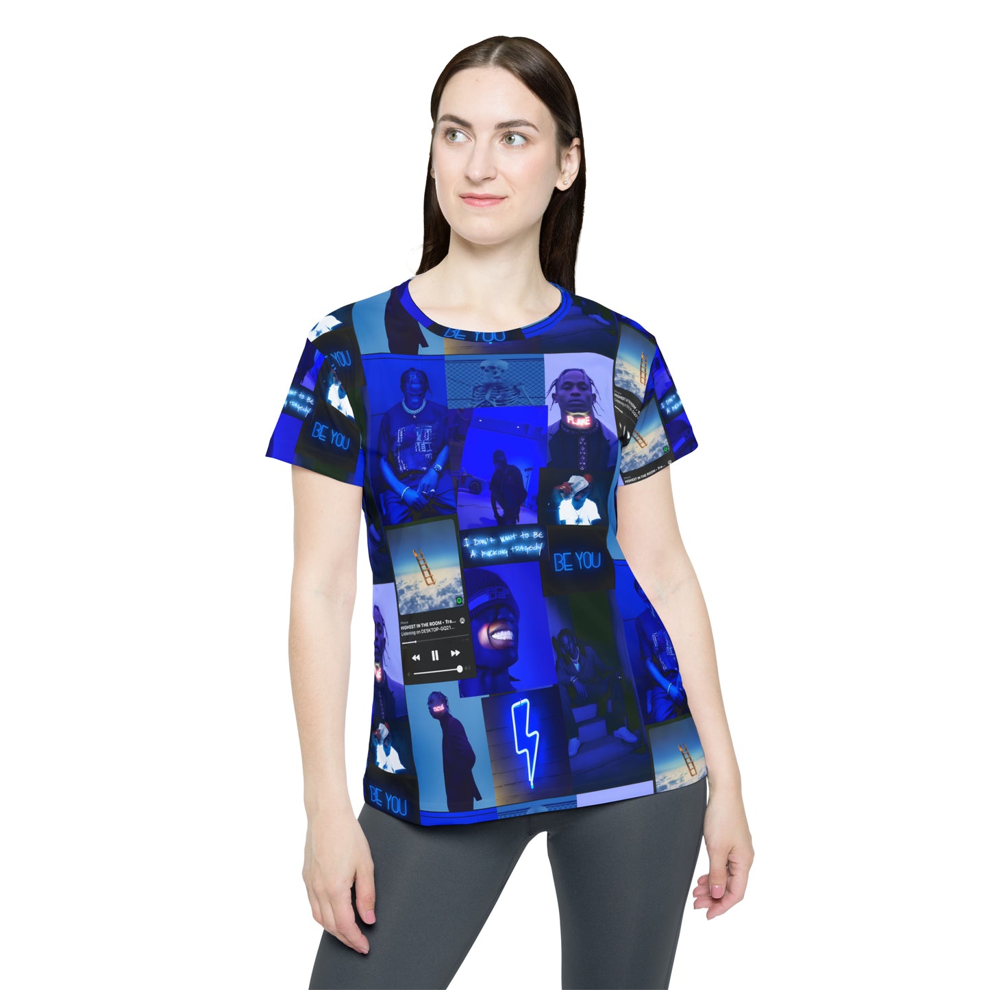 Travis Scott Blue Aesthetic Collage Women's Sports Jersey