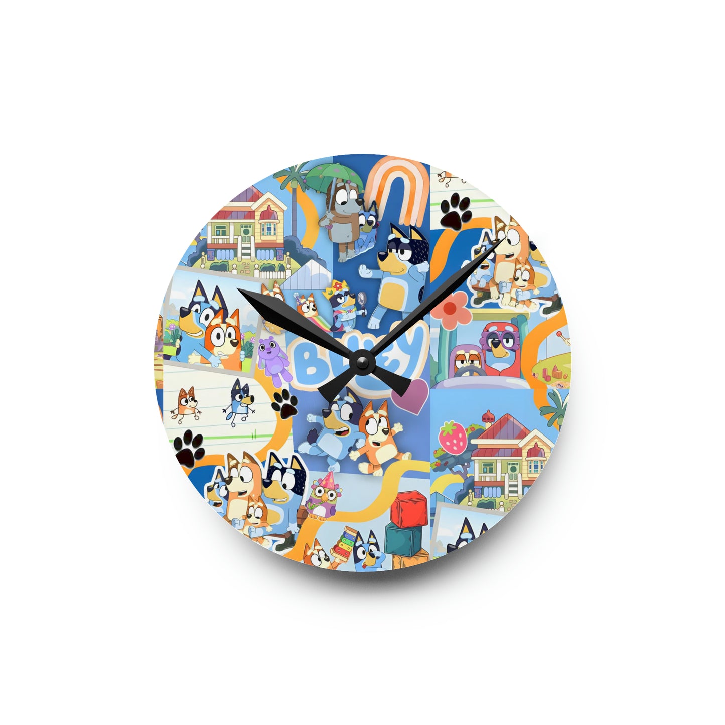 Bluey Playtime Collage Acrylic Wall Clock