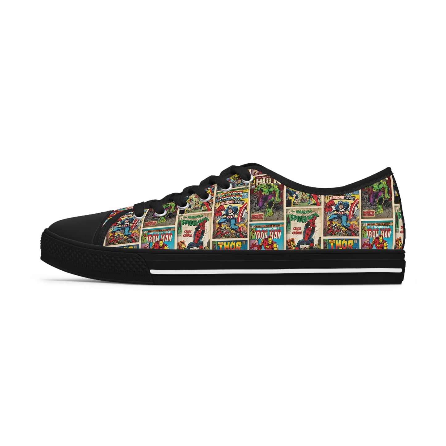 Marvel Comic Book Cover Collage Women's Low Top Sneakers