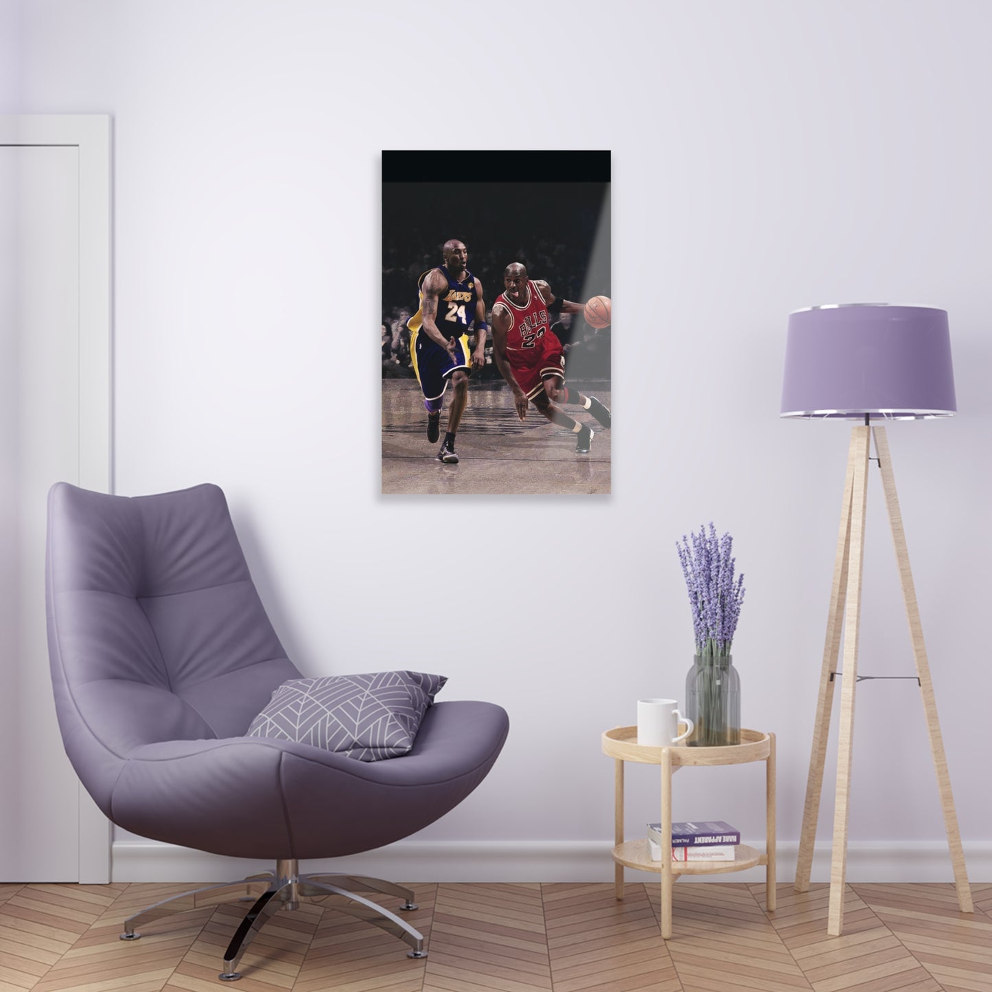 Michael Jordan Driving Against Kobe Bryant Acrylic Prints