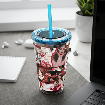 Lana Del Rey Cherry Coke Collage Sunsplash Tumbler with Straw