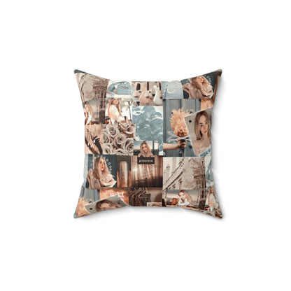 Sabrina Carpenter Peachy Princess Collage Spun Polyester Square Pillow