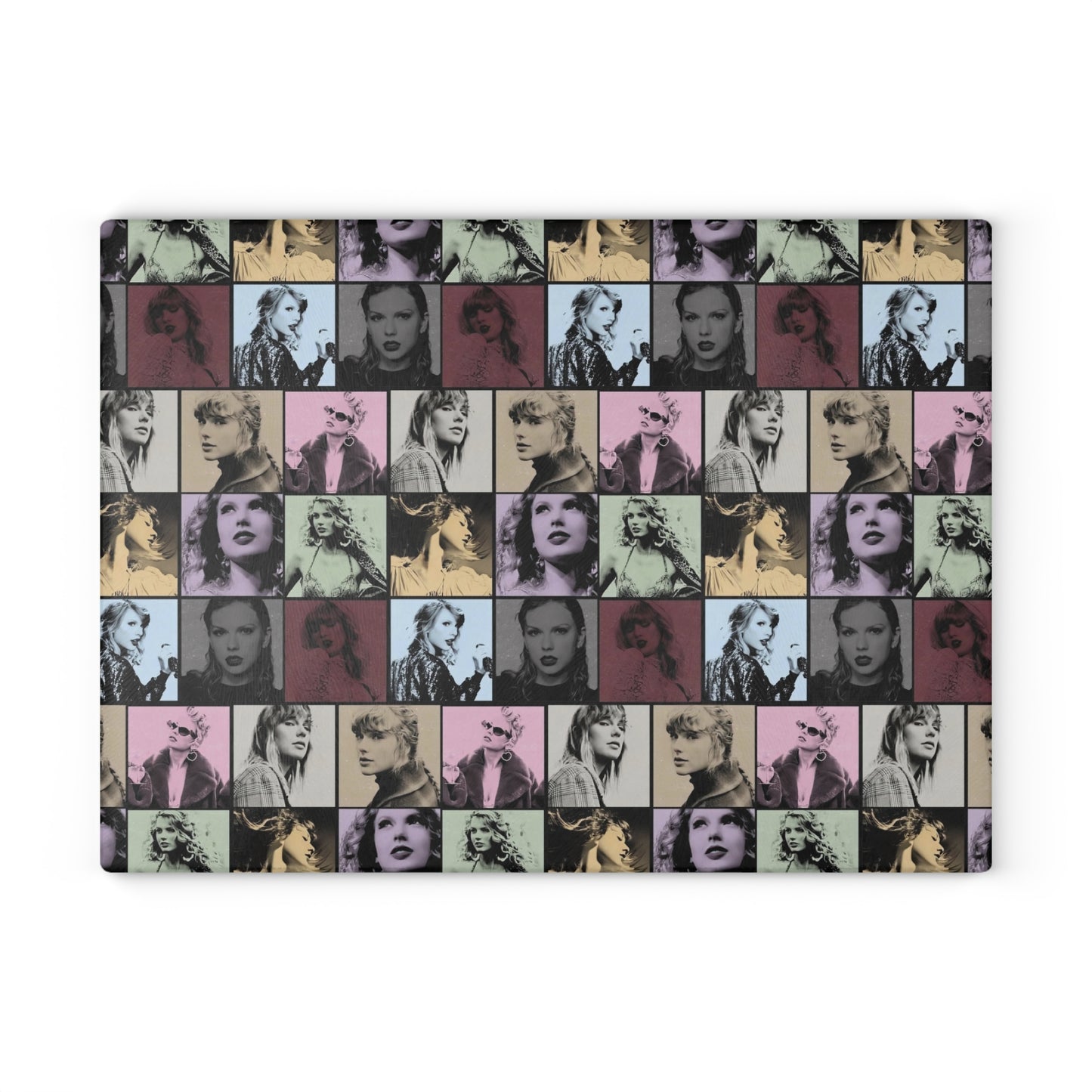 Taylor Swift Eras Collage Glass Cutting Board