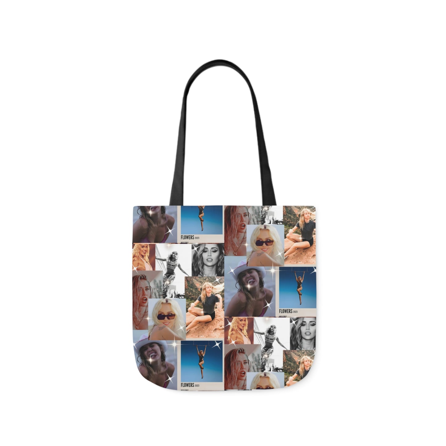 Miley Cyrus Flowers Photo Collage Polyester Canvas Tote Bag