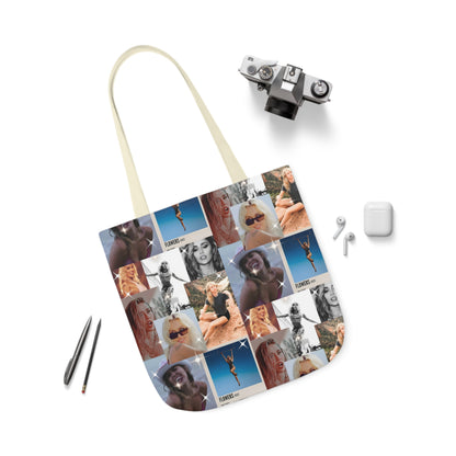 Miley Cyrus Flowers Photo Collage Polyester Canvas Tote Bag