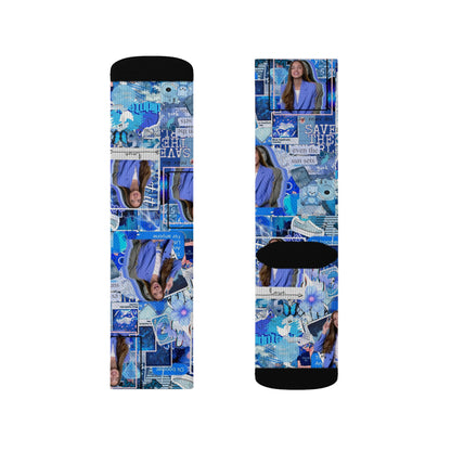 Olivia Rodrigo Blue Aesthetic Collage Tube Socks