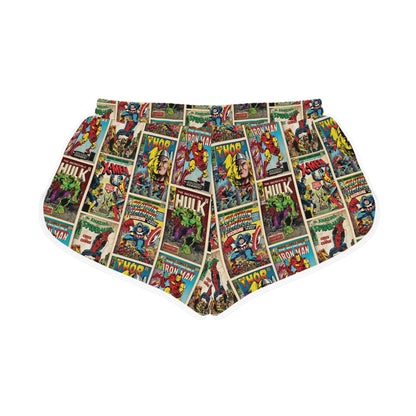 Marvel Comic Book Cover Collage Women's Relaxed Shorts