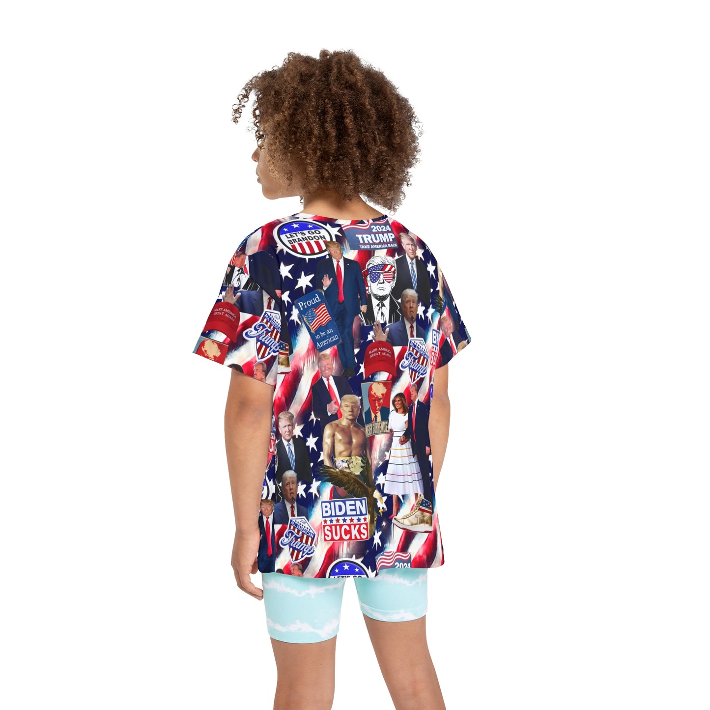 Donald Trump 2024 MAGA Montage Kids Sports Jersey