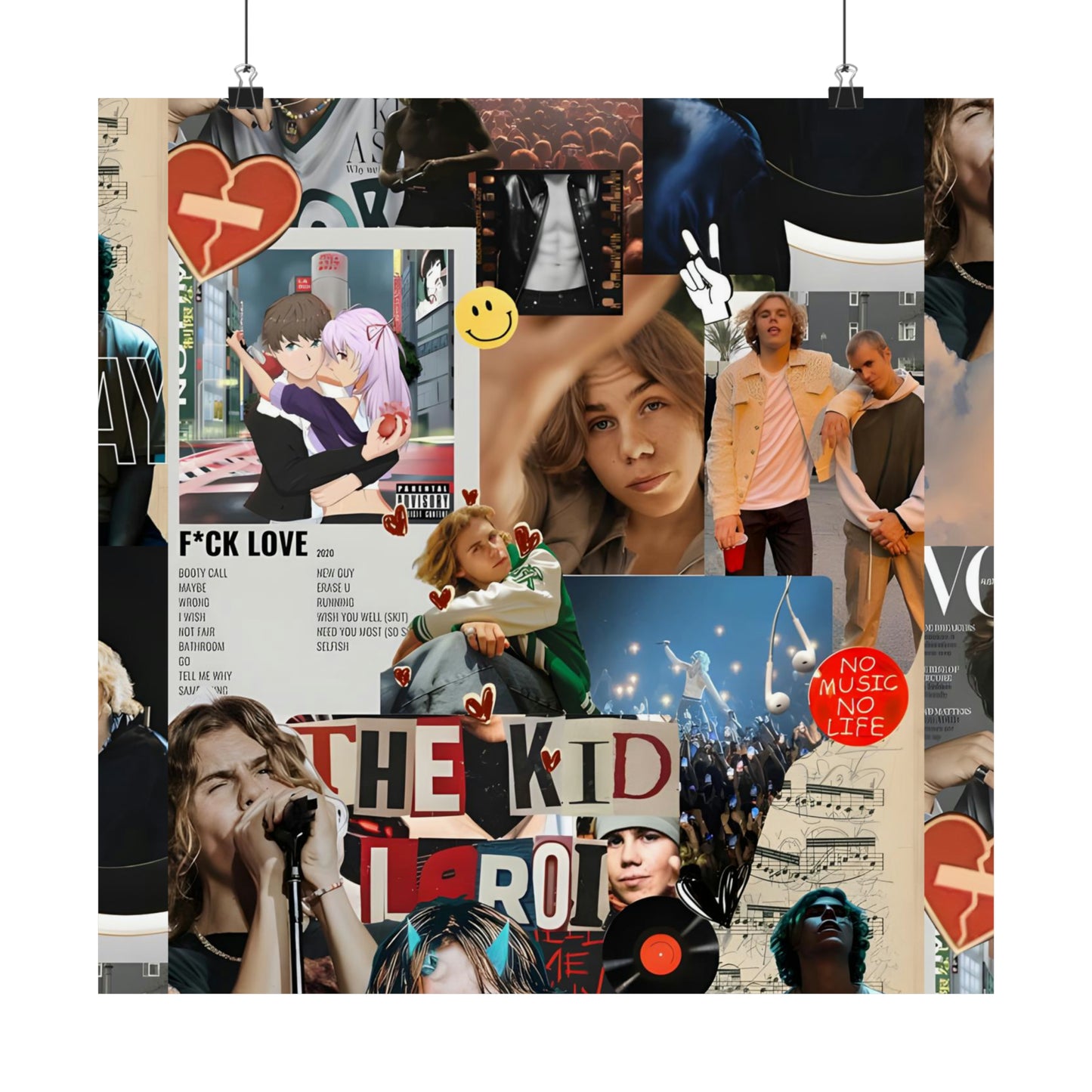 The Kid LAROI No Music No Life Collage Matte Vertical Poster