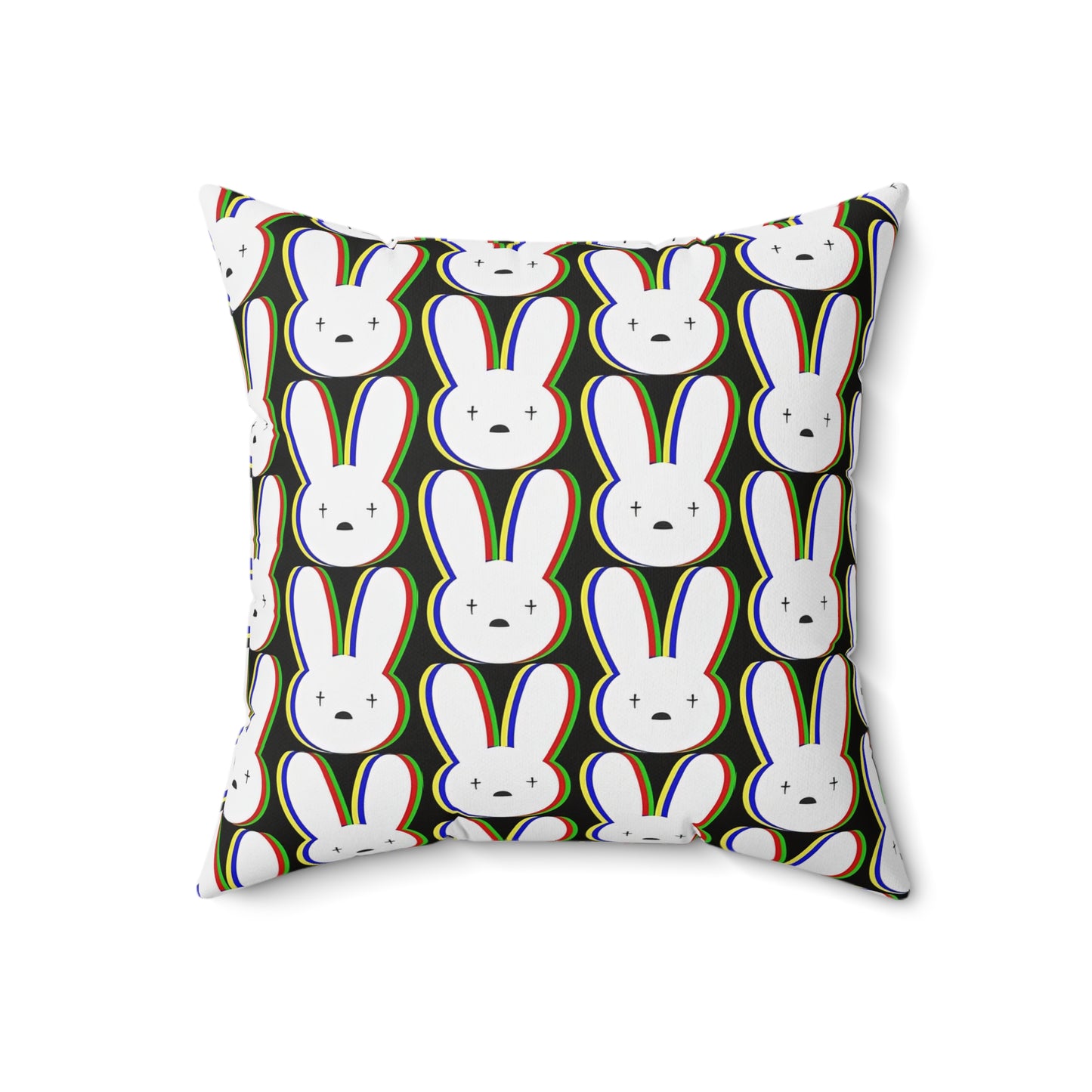 Bad Bunny Logo Pattern Spun Polyester Square Pillow