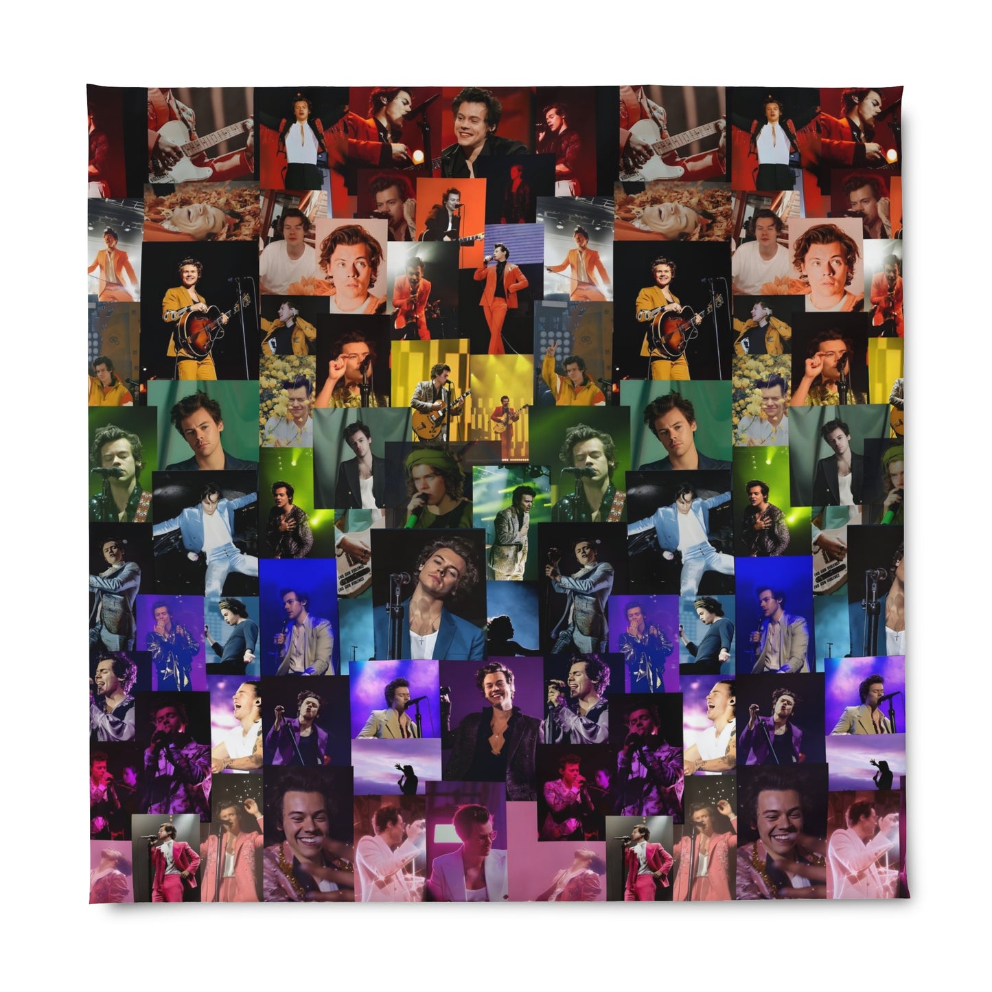 Harry Styles Rainbow Photo Collage Duvet Cover