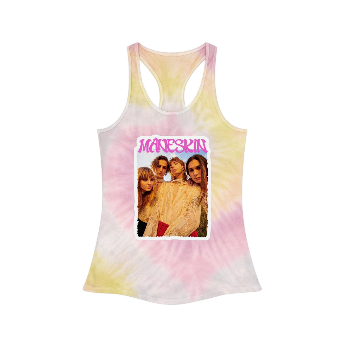 Måneskin Group Photo Tie Dye Racerback Tank Top