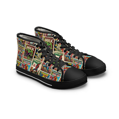 Marvel Comic Book Cover Collage Women's High Top Sneakers