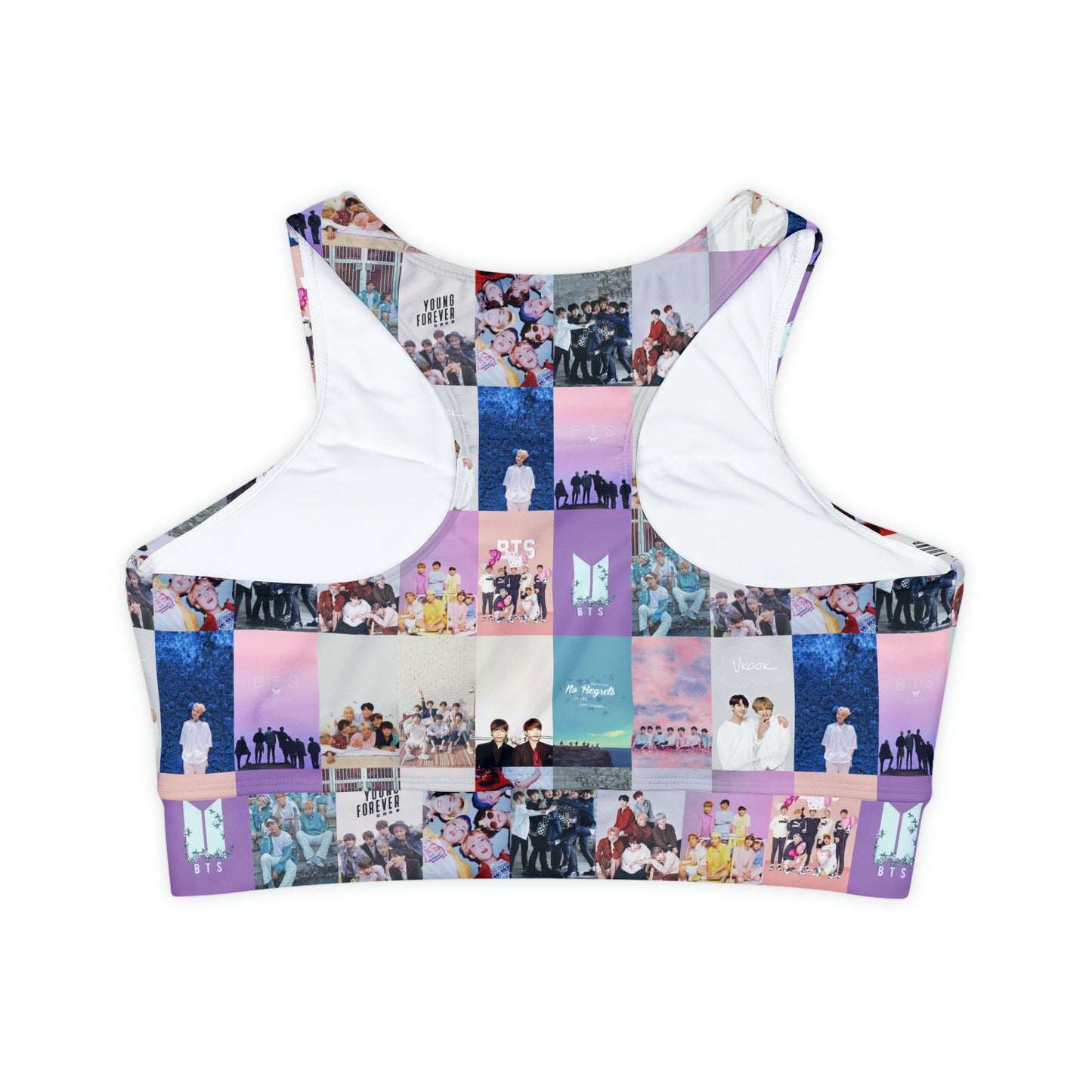 BTS Pastel Aesthetic Collage Fully Lined Padded Sports Bra