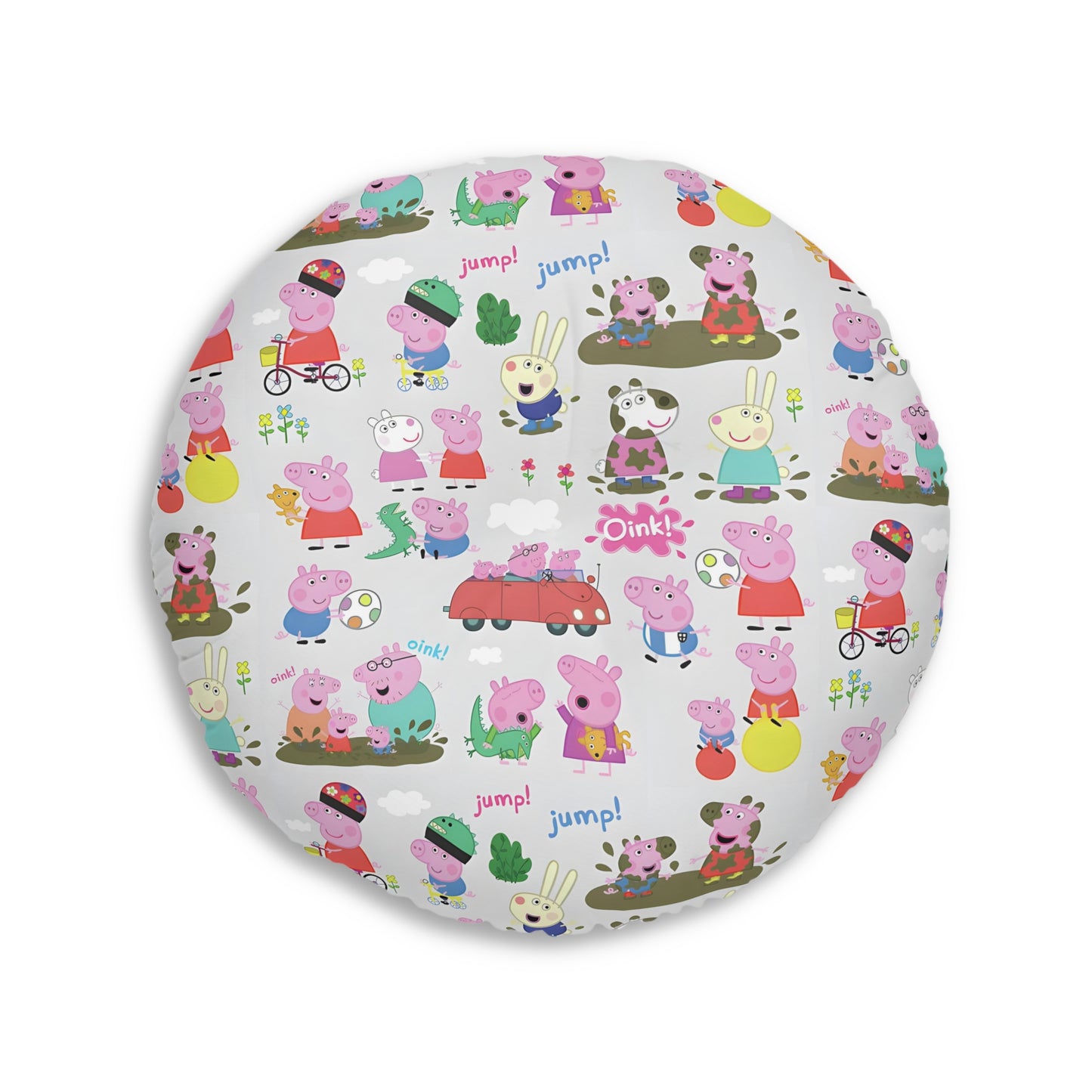 Peppa Pig Oink Oink Collage Tufted Round Floor Pillow