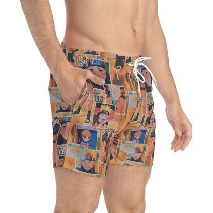 Naruto Uzumaki Sunflower Blaze Collage Swim Trunks