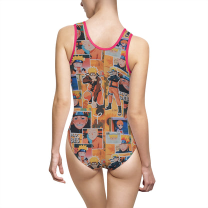 Naruto Uzumaki Sunflower Blaze Collage Women's Classic One-Piece Swimsuit