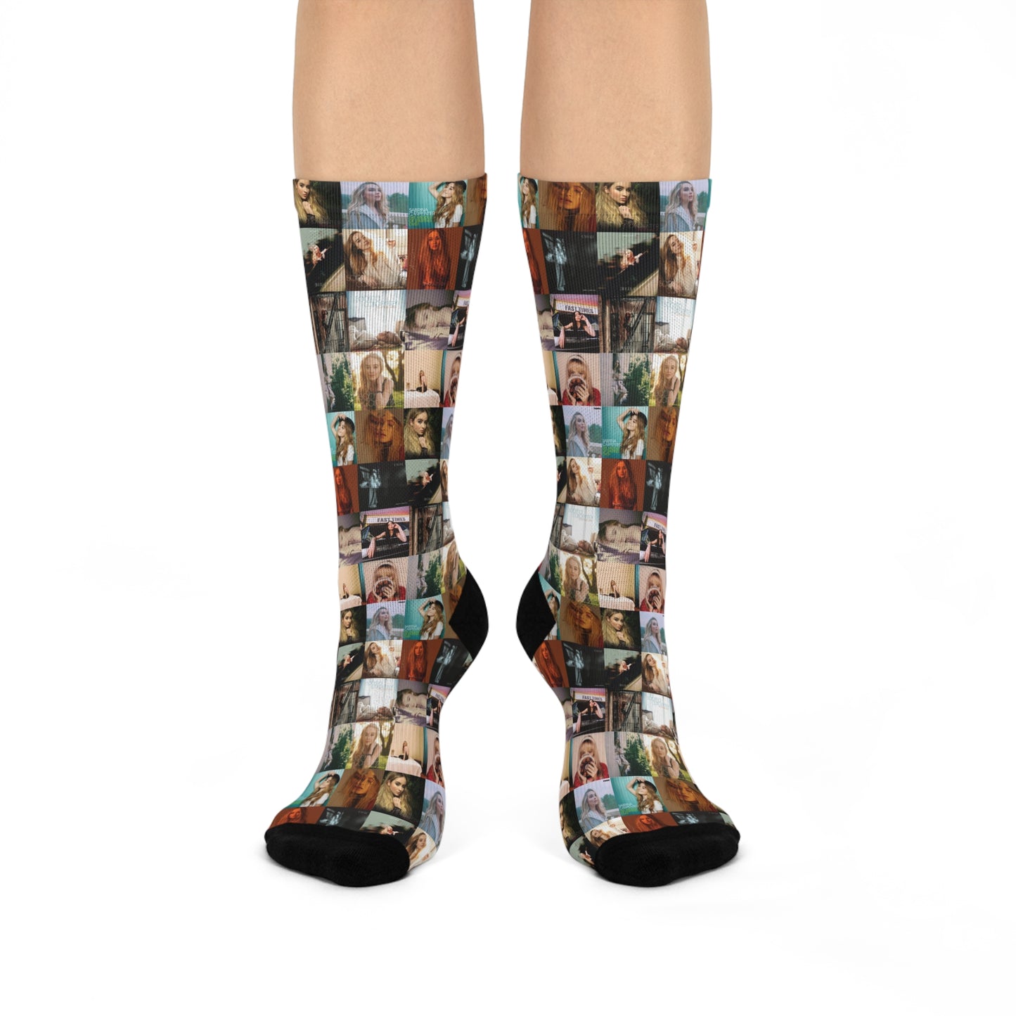 Sabrina Carpenter Album Cover Collage Cushioned Crew Socks