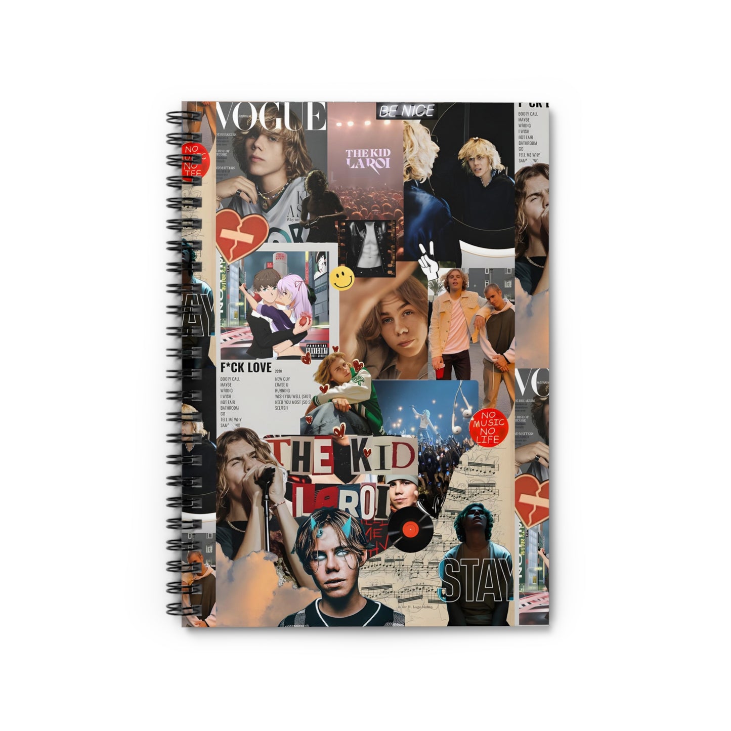 The Kid LAROI No Music No Life Collage Ruled Line Spiral Notebook