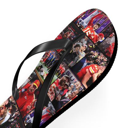 Kansas City Chiefs Superbowl LVIII Championship Victory Collage Flip Flops