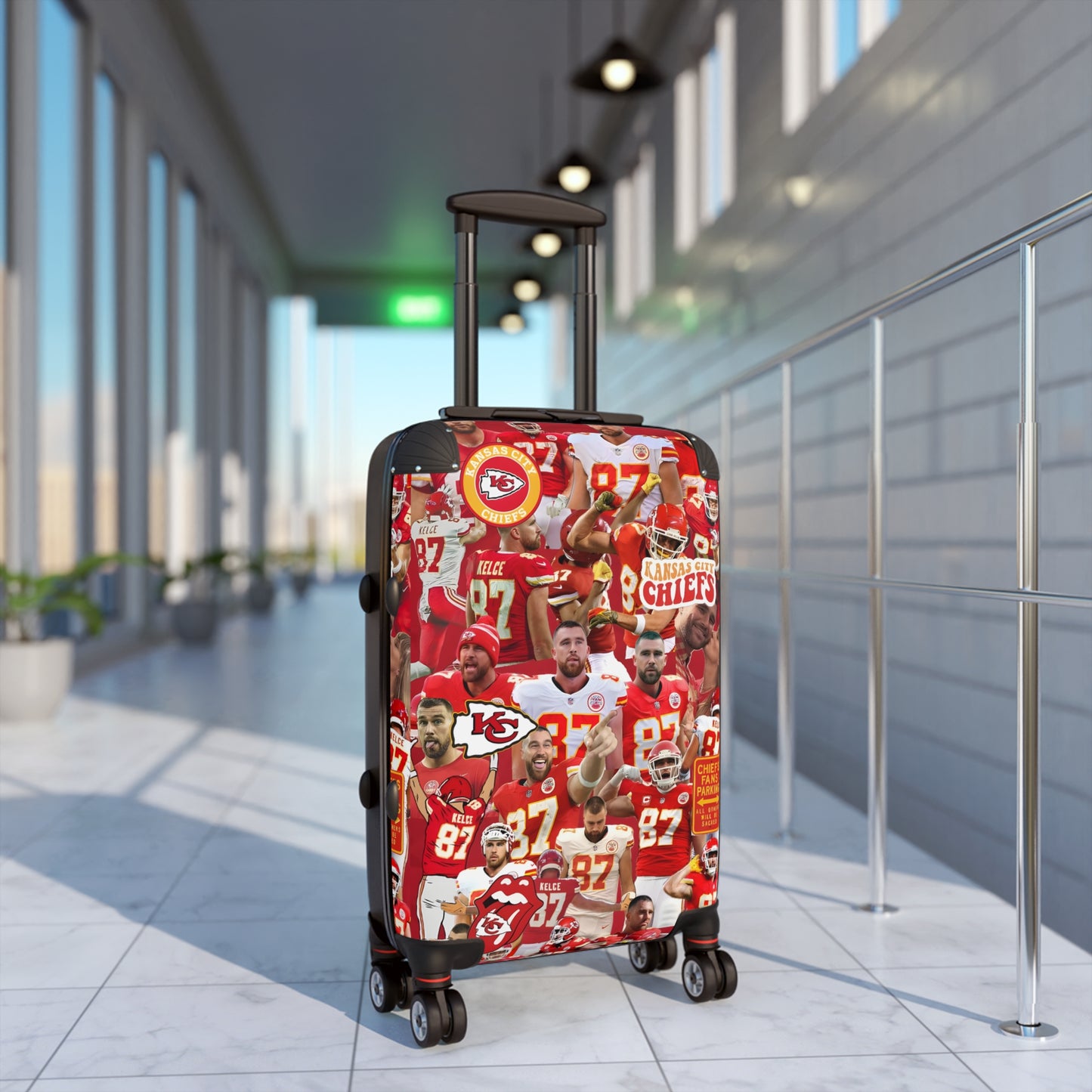 Travis Kelce Chiefs Red Collage Suitcase