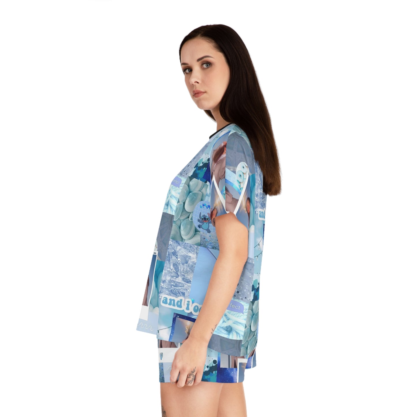 Olivia Rodrigo Light Blue Aesthetic Collage Women's Short Pajama Set