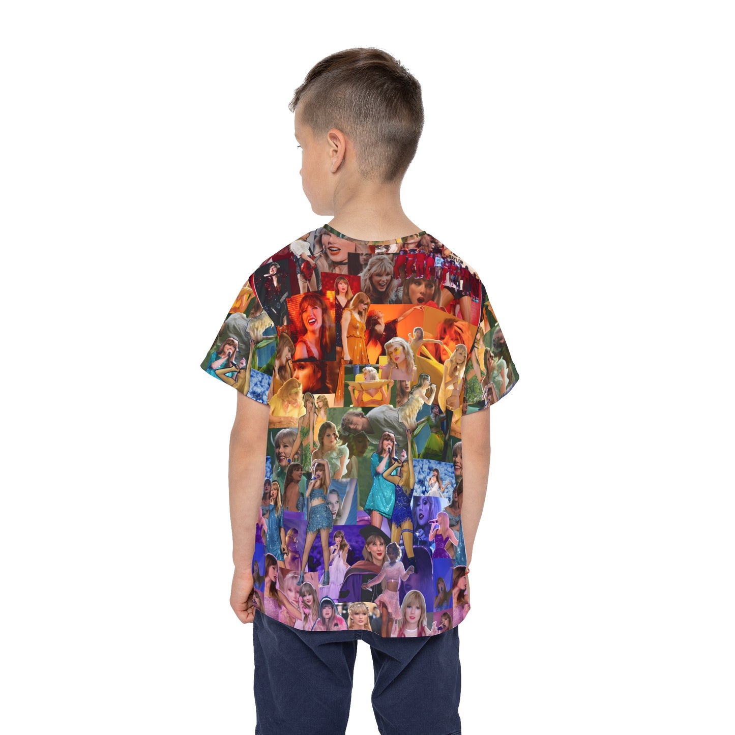 Taylor Swift Rainbow Photo Collage Kids Sports Jersey