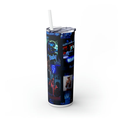 Justin Bieber Enjoy Your Life Collage Skinny Tumbler with Straw