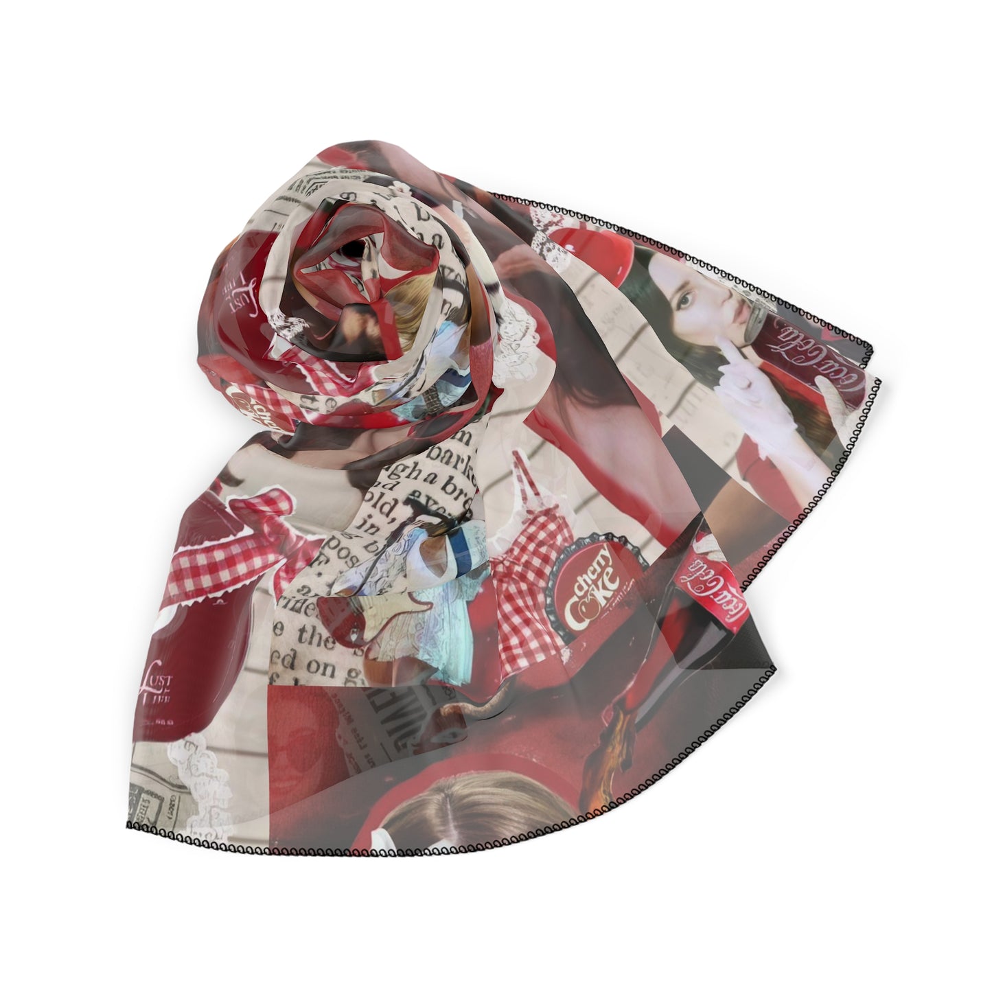 Lana Del Rey Cherry Coke Collage Polyester Scarf