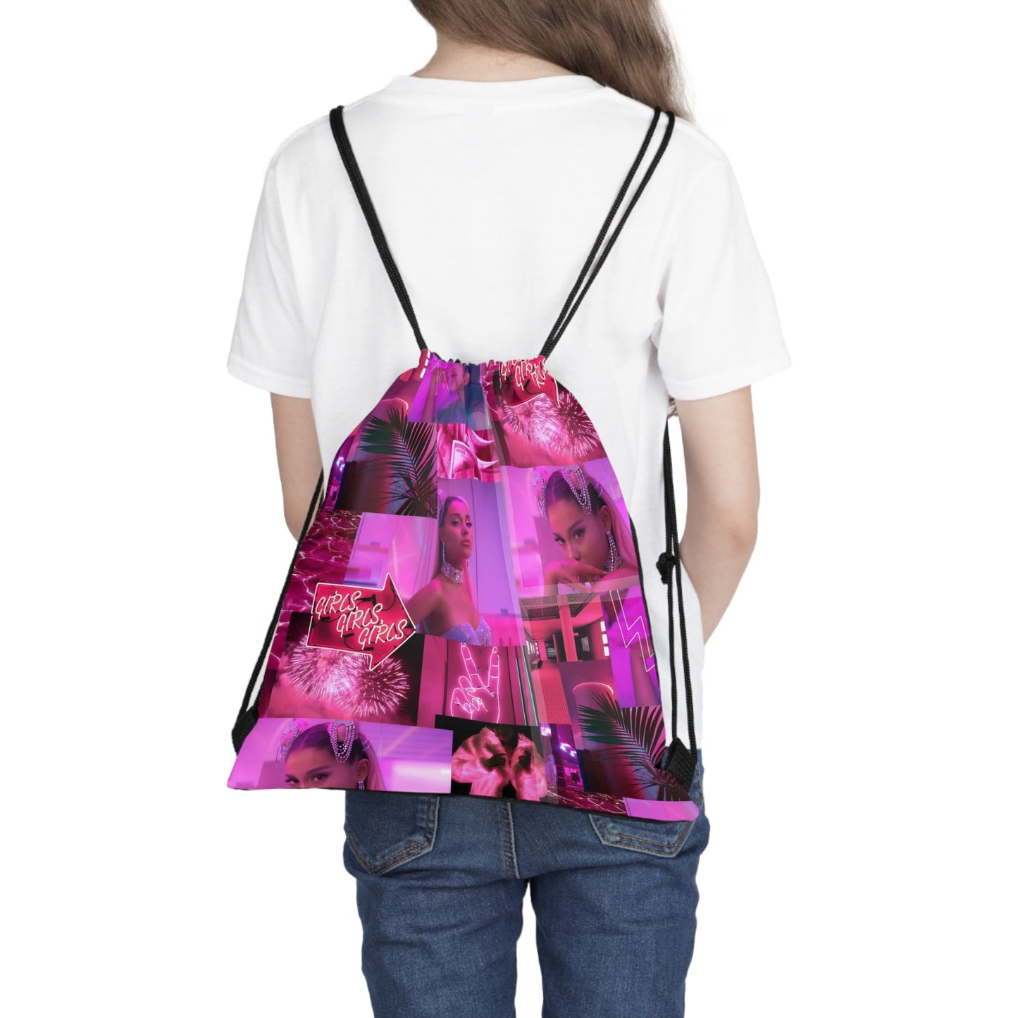 Ariana Grande 7 Rings Collage Outdoor Drawstring Bag