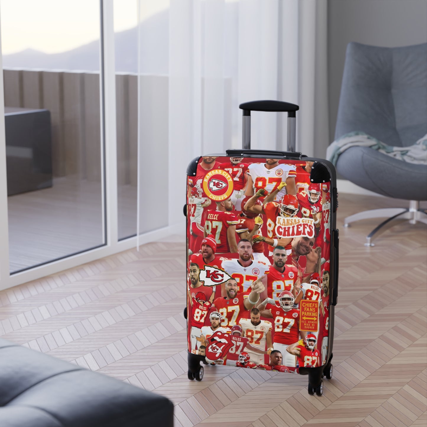 Travis Kelce Chiefs Red Collage Suitcase