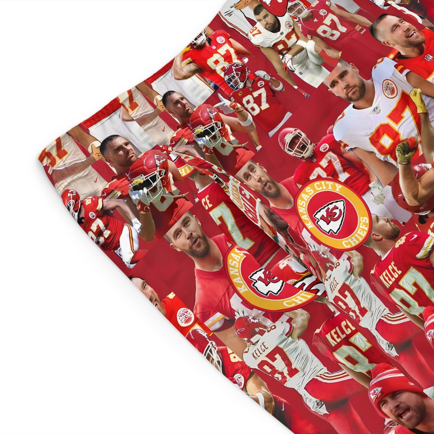 Travis Kelce Chiefs Red Collage Men's Board Shorts