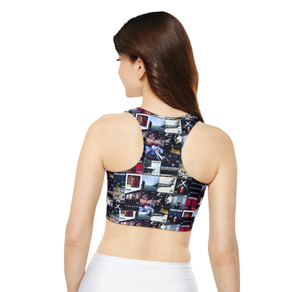 Eminem Album Art Cover Collage Fully Lined, Padded Sports Bra