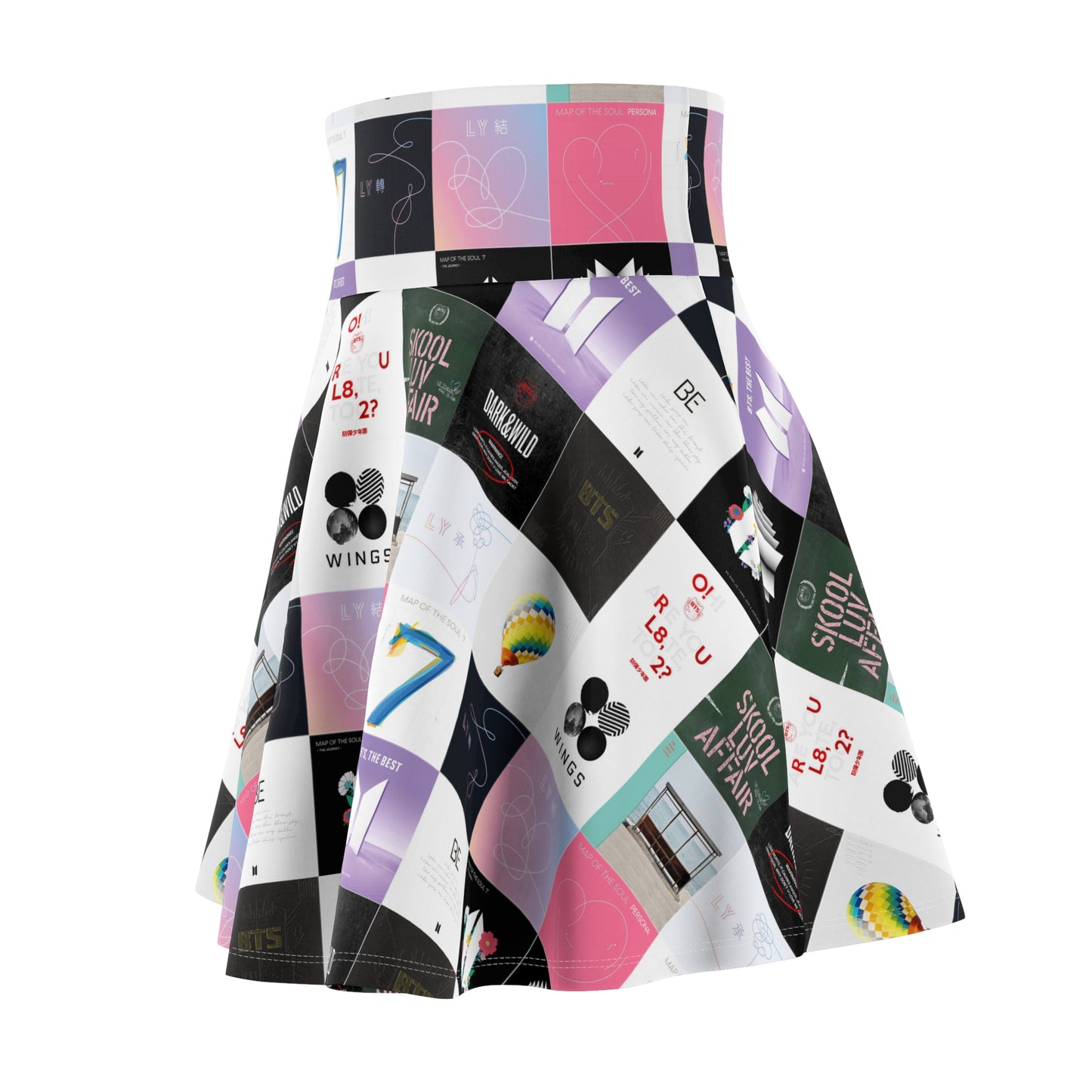 BTS Album Cover Art Collage Women's Skater Skirt