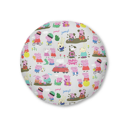 Peppa Pig Oink Oink Collage Tufted Round Floor Pillow