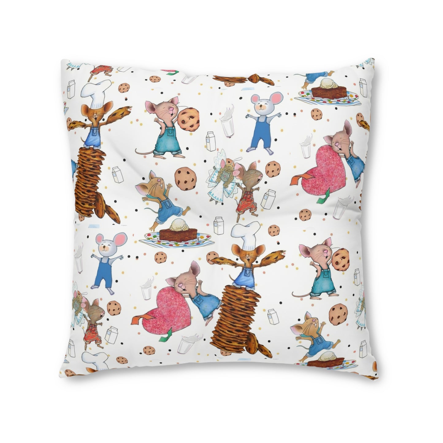 If You Give A Mouse A Cookie Collage Tufted Floor Pillow, Square