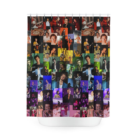 Harry Styles Rainbow Photo Collage Polyester Shower Curtain