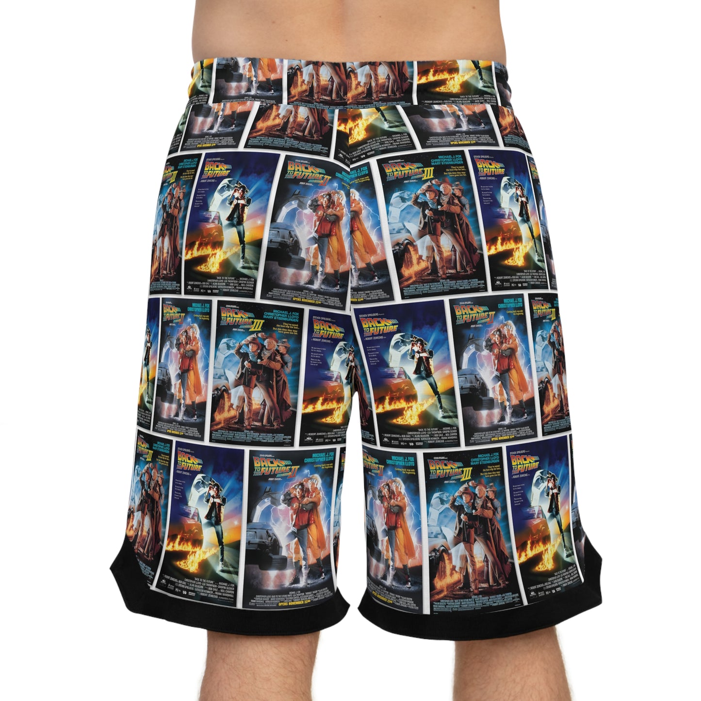 Back To The Future Movie Posters Collage Basketball Rib Shorts