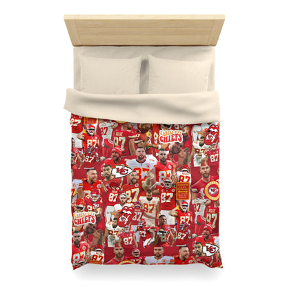 Travis Kelce Chiefs Red Collage Microfiber Duvet Cover