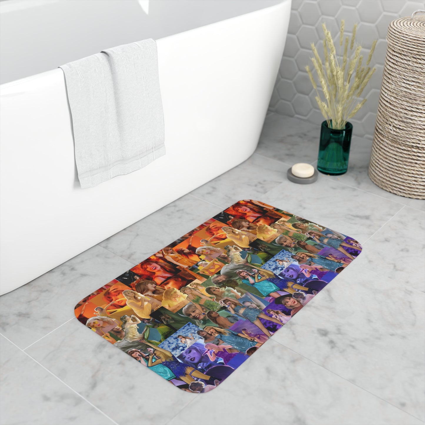 Taylor Swift Rainbow Photo Collage Memory Foam Bath Mat