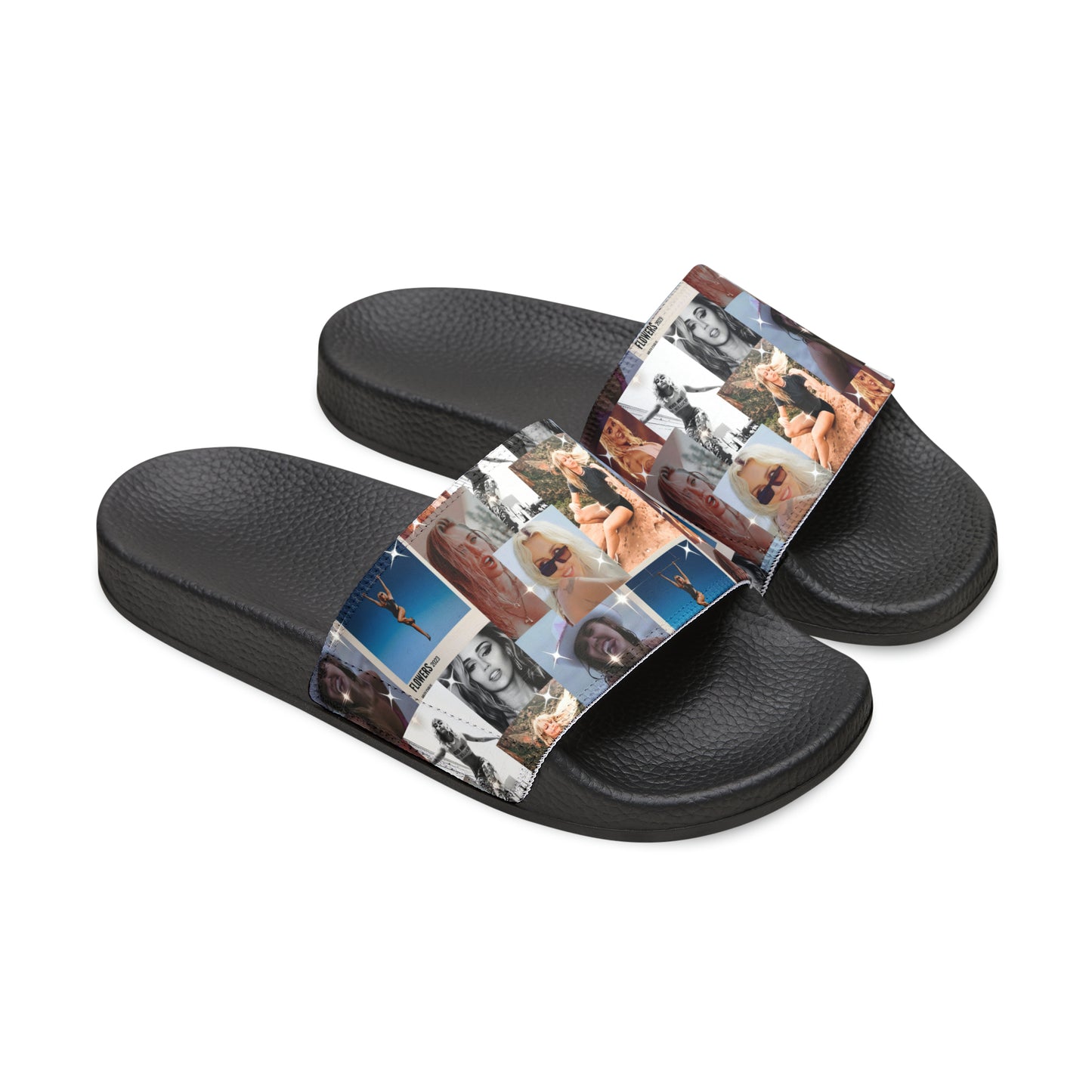 Miley Cyrus Flowers Photo Collage Men's Slide Sandals